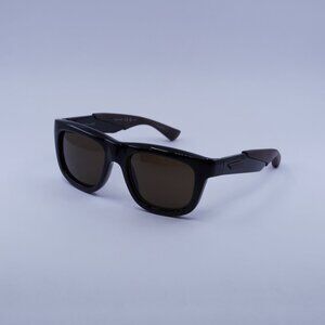 Bottega Veneta BV1233S 002 Sunglasses Black/Brown Square Frame, Brown Lenses